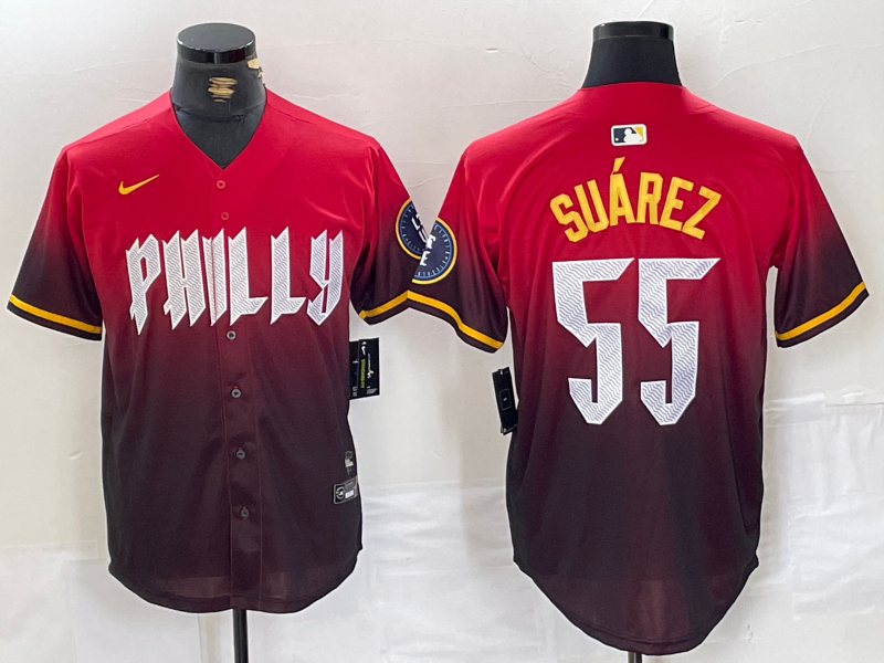 Men's Philadelphia Phillies Ranger Suarez #55 Red 2024 City Connect Limited Jersey